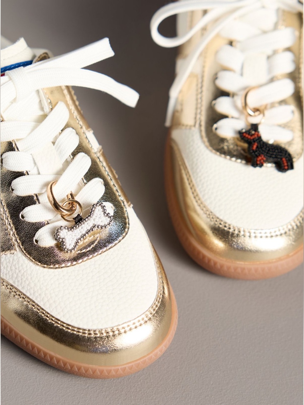 Anthropologie Beaded Dachshund Dog & Bone Shoe Charms